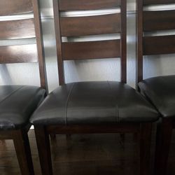 Free - Nice Wood/PU chairs - Set Of 4