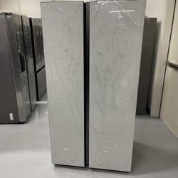 White Glass Bespoke Fridge NEW Interior Water Dual Ice Maker 