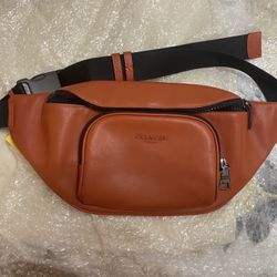 COACH RACER BAG in Deep Orange w/gun metal hardware