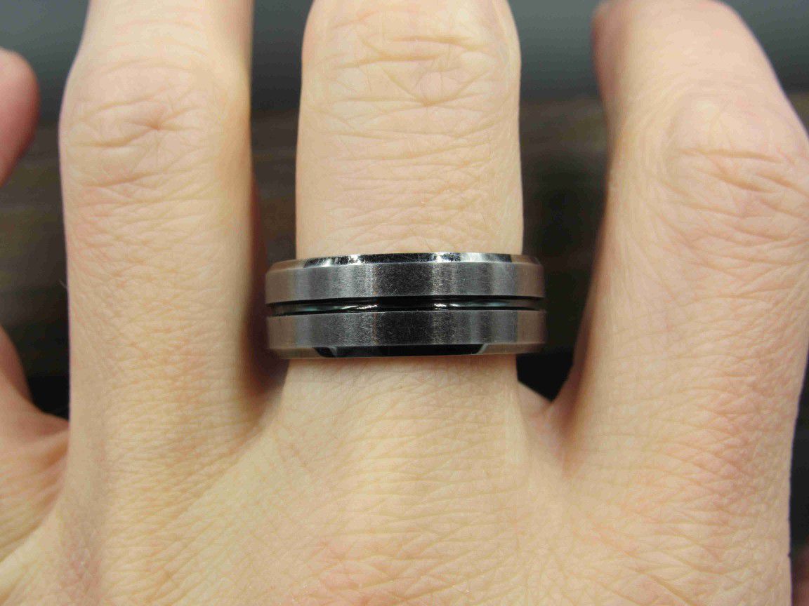 Size 9 Black Tungsten Men's Wedding Thick Heavy Band Ring

