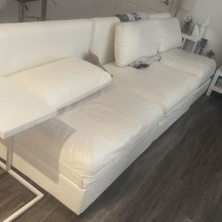 White Leather Set Of 3 Sofas/ Swedish Design , 2 Sofa Bed And 1 Storage. IKEA  