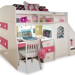 Kids Loft Bed with Desk and Play Area