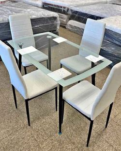 Glass Dining Table Set with 4 Chairs