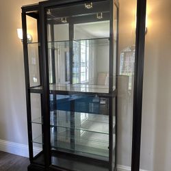 Sliding Curio With Shelves And Built In Lights 