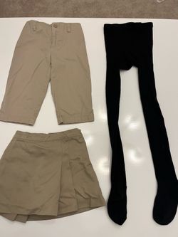 Black Tights and Khaki School Skort & Khaki Set - Kids Bundle (12-14, 3, 6)