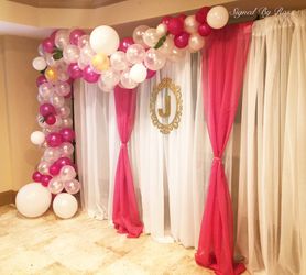 Ballon garland and backdrop party event anniversary baby shower