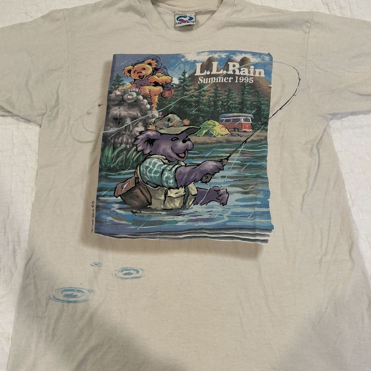 Vintage 1995 GRATEFUL DEAD LL RAIN SUMMER LIQUID BLUE T-Shirt L 