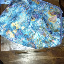 Floral Patterned Blue Fabric Bag