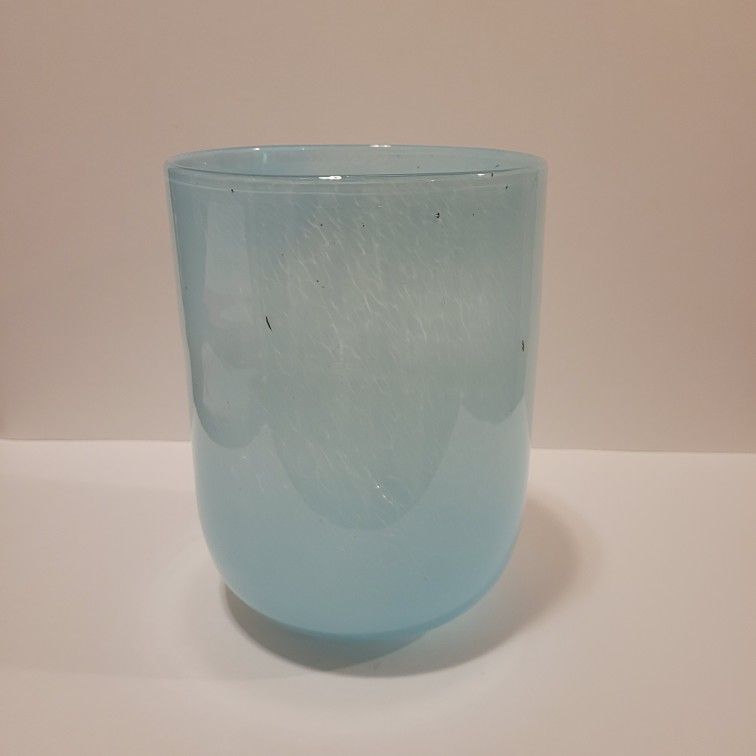 Handblown Glass Vase Light Blue 8"