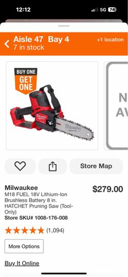 Milwaukee M18 FUEL 18V Lithium-lon Brushless Battery 8 in. HATCHET Pruning Saw (Tool-Only)