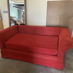 Vintage Red Suede Couch
