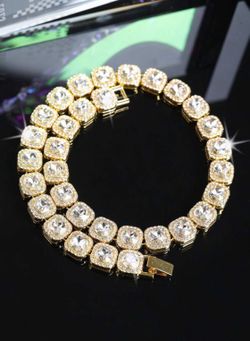 2pc Hip Hop Fashion Chain Necklace, * 4.71 (500+) > Inlaid With Shiny Rhinestones, Hip Hop Necklace, Men's Jewelry Gift