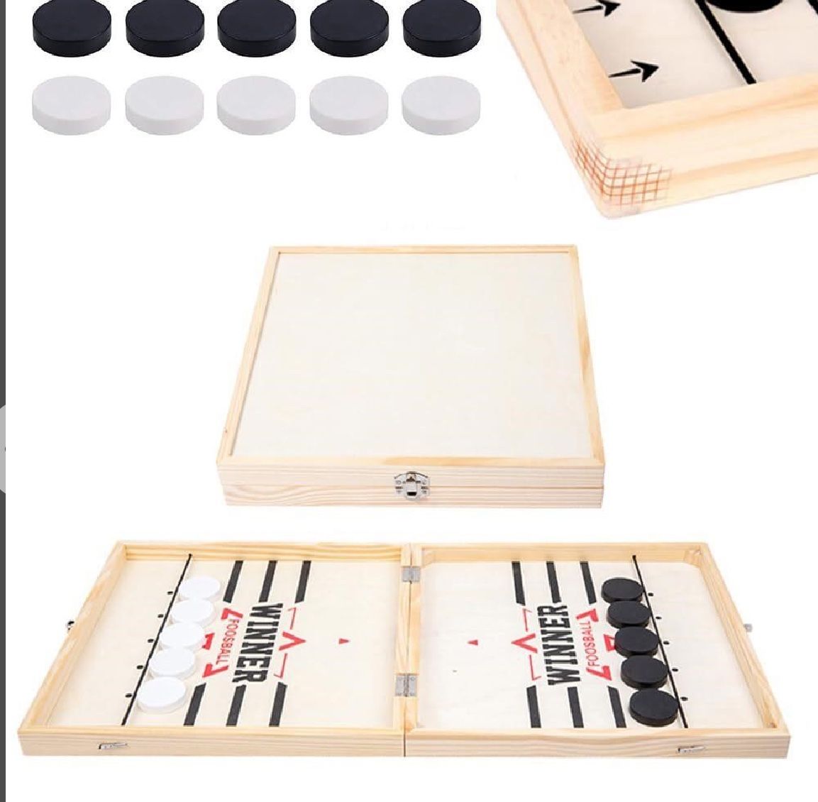 Sling Puck Game and Chess Game, Fast Sling Puck Game, Wooden Board Game for Kids and Family, Sling Puck Winner Board Games for Family, Birthday Gift,