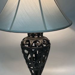 Furniture Lamp Metal  Metallic With Cream Shade 
