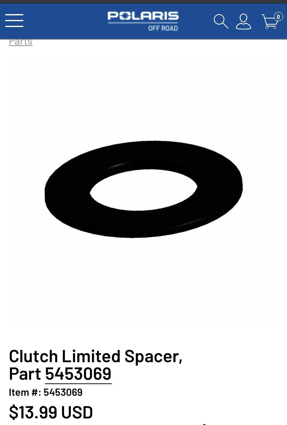 Polaris Clutch Limited Spacer Replacement Part