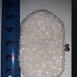 VINTAGE MADEMOISELLE WHITE BEADED COIN PURSE