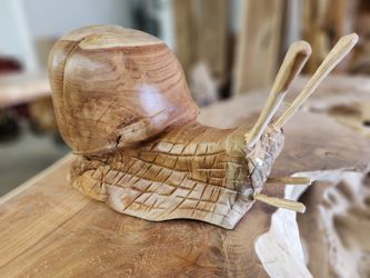 Handcrafted Wooden Snail Sculpture  20"-8"-10"