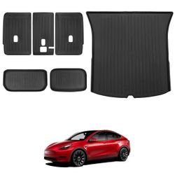BASENOR Tesla Model Y 2020-2024 TPE Trunk Cargo Seat Back Mats 6PCS #3415L G1