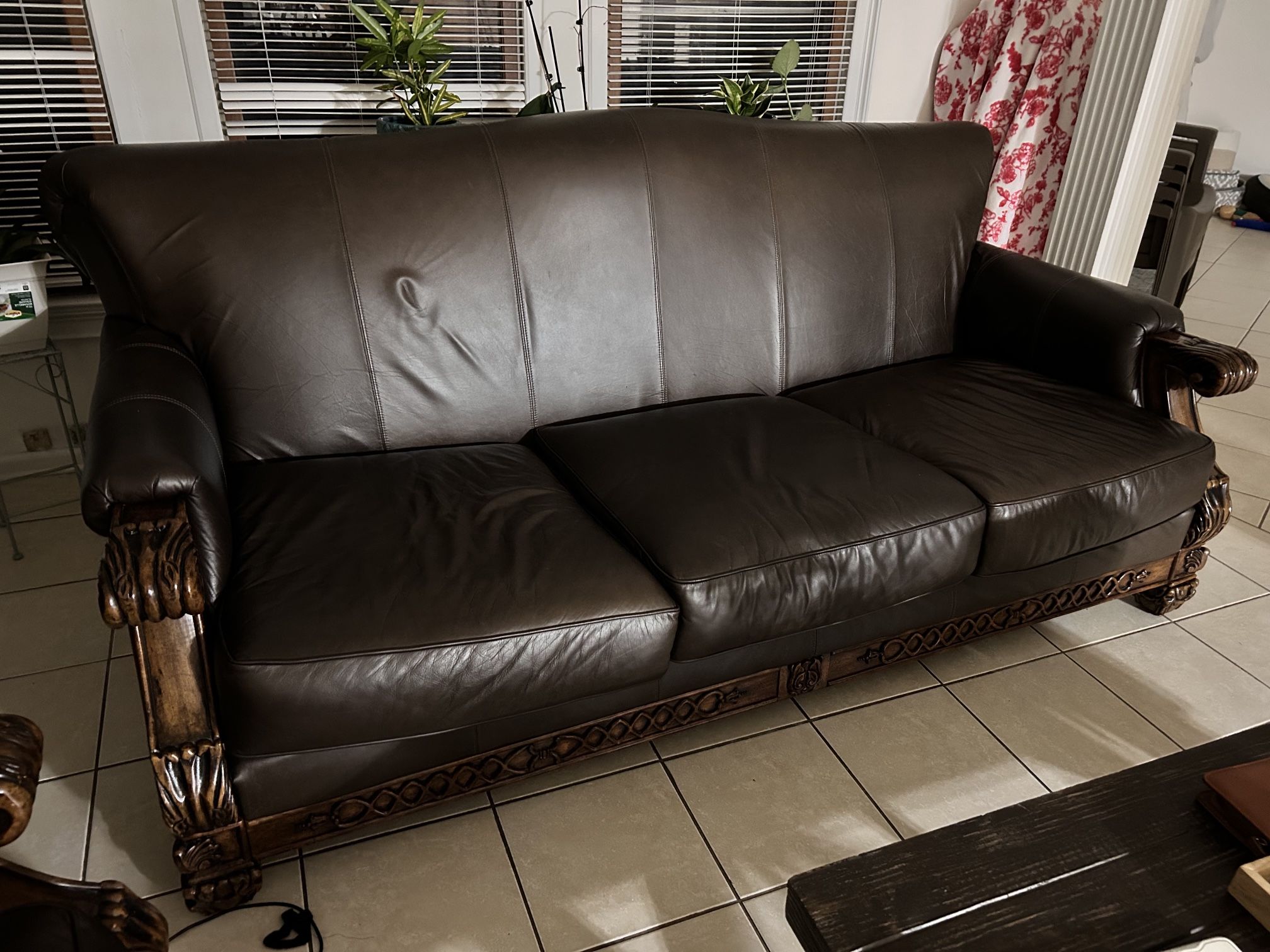 Leather Couches w/Pillows