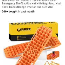 BUNKER INDUST Off-Road Traction Boards with Jack Base,Pair Recovery Track 4X4 Jeep Truck Emergency Tire Traction Mat with Bag -Sand, Mud, Snow Tracks 