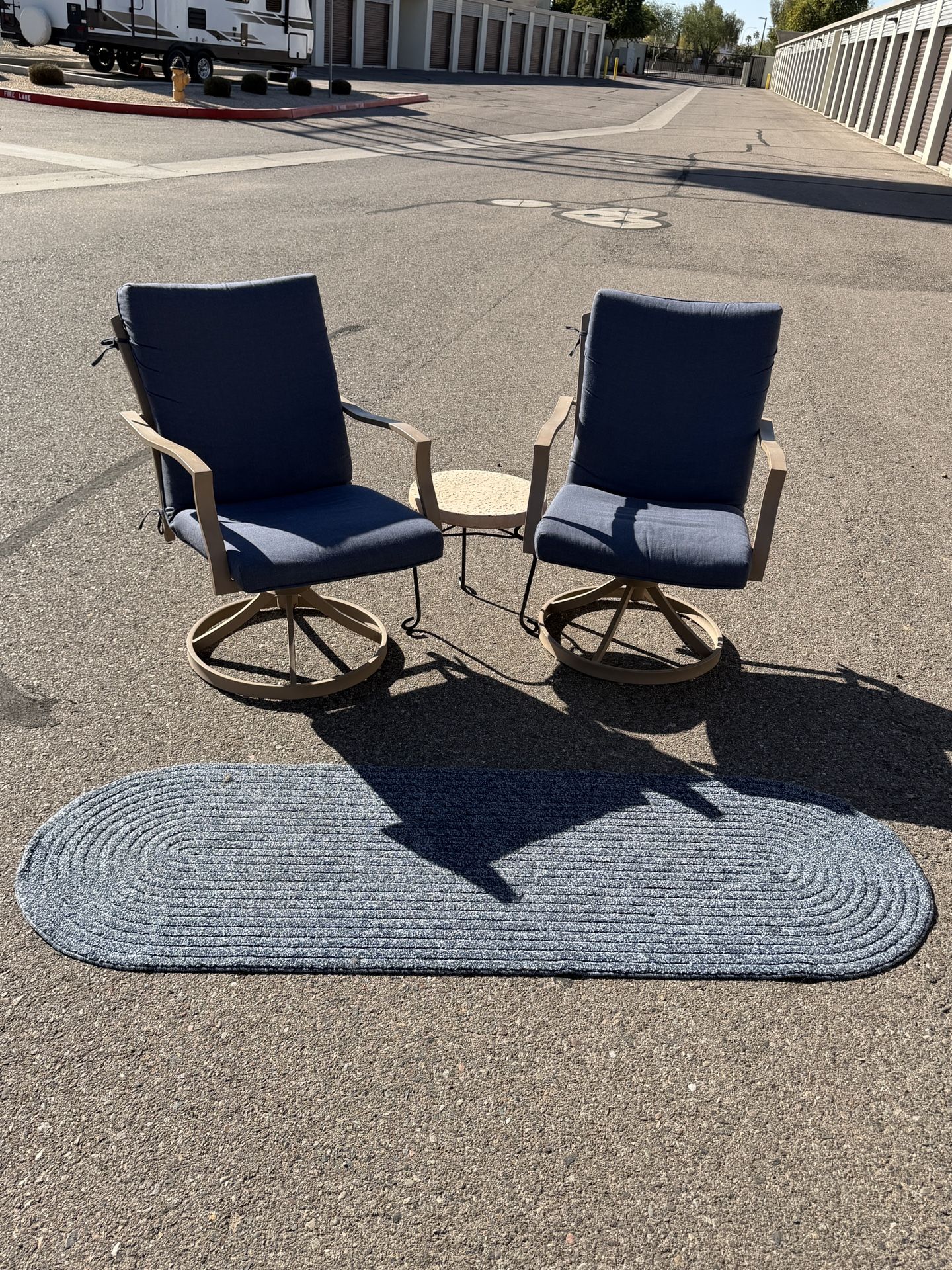 2-Piece Outdoor Swivel Patio Chair Set with Cushions