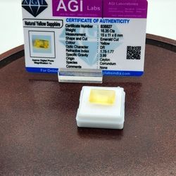 16.35Cts Natural Yellow Sapphire | Cut Loose Gemstone. Treatment: Heating. Certification Card Included