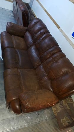 TWO Brown leather reclining couches need gone fast!