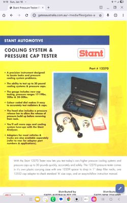 Cooling System    &  Pressure Cap Tester