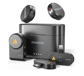 MAONO Wave T5 Mini Magnetic Wireless Lavalier Microphone for Content Creators Video Recording – AI Noise Cancellation, 48kHz/24bit, 4 Voice Filters, 4