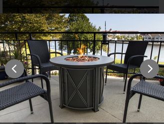 NEW Park Canyon 35 in. W 50000 Btu Black Steel Propane Outdoor Fire Pit with Fire Glass