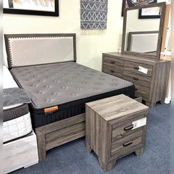 4 Pieces Gray Color King Or queen Bedroom set