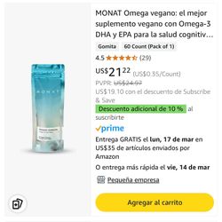 Monat omega 3  Vegan  Supplement 