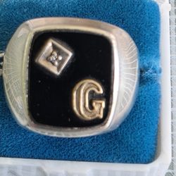 Men's Sterling Silver Diamond Chip Size 13