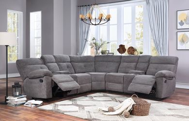 New Large Grey Recliner Sectional Sofa