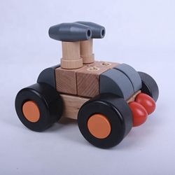 Umu Wooden Buckle Car Building Set - 22 Piece Montessori STEM Toy