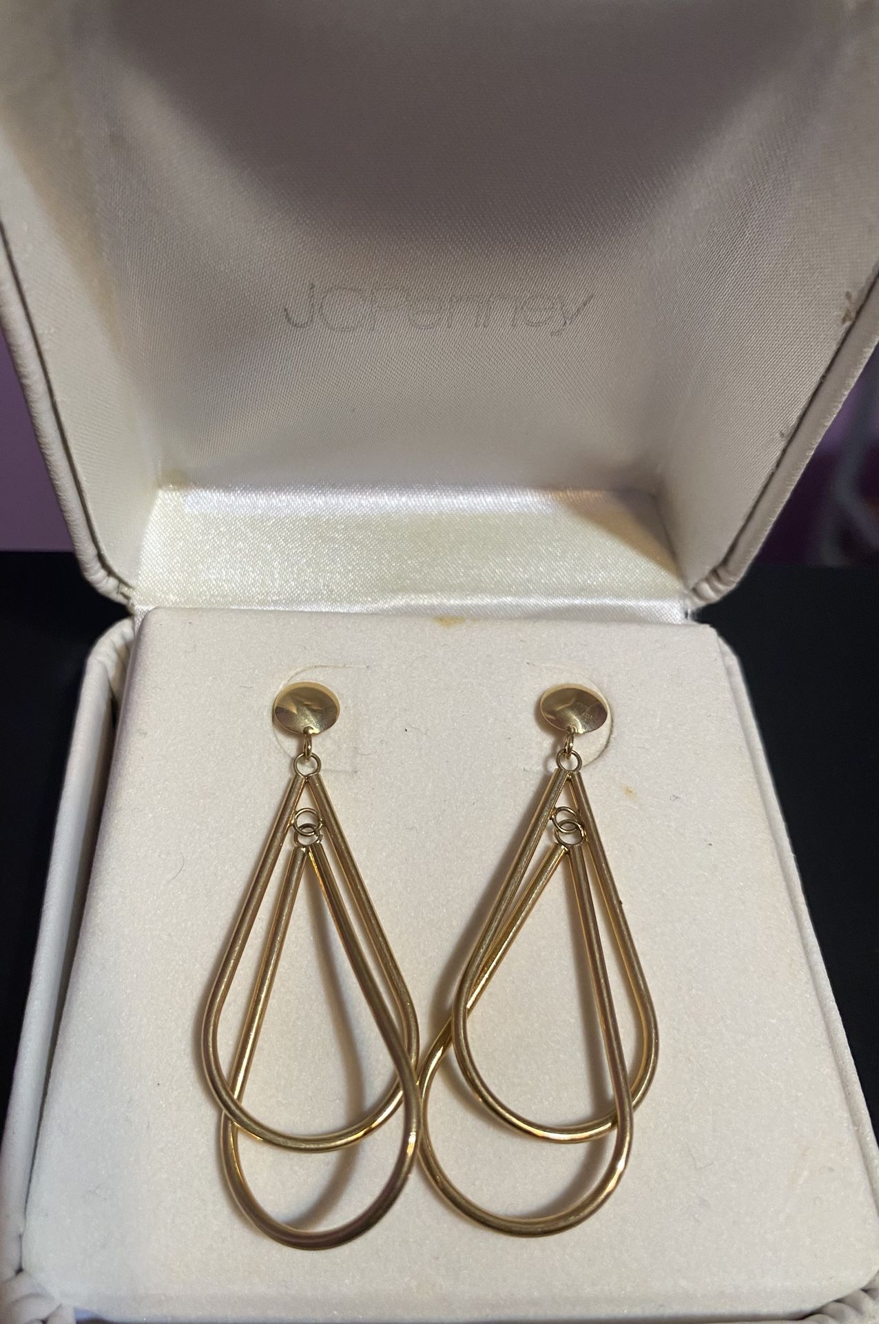 14k Gold Double Teardrop Earrings