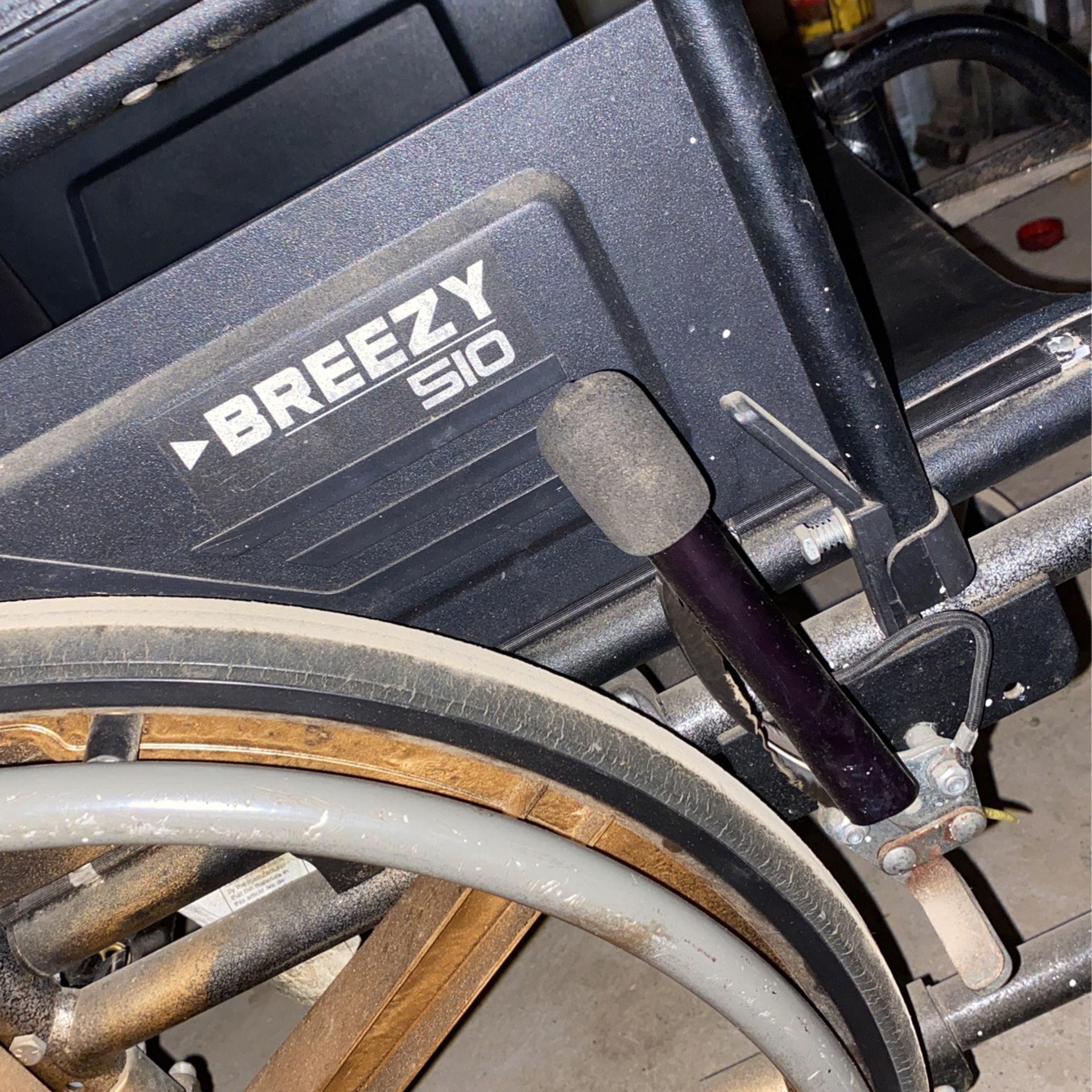 Breezy 510 Wheelchair. Black /w Gold Rims And Break Leaver Extension 