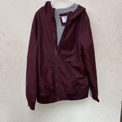 Burgundy Hooded Bomber Jacket Old Navy Size Youth Large
