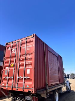 20FT SHIPPING CONTAINER – WIND & WATERTIGHT | HEAVY DUTY STORAGE SHED | CONEX BOX (REFURBISHED W/ 8FT ROLL UP DOOR)