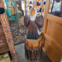 Bald eagle carved from wood