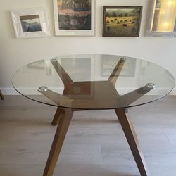 Round Glass Table Midcentury 