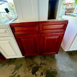 Cherry Wood Base Kitchen Cabinet