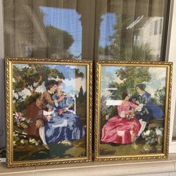 Set Of Two 21x17Pictures Hand Made Custome Made Framed With The Glass Cover
