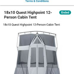 8×10 Quest Highpoint 12 Person Cabin Tent