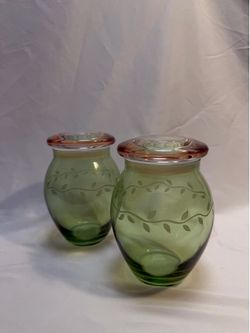 Retro Libbey Green Glass Kitchen Canisters – Leaf Garland Design