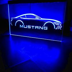 MUSTANG LED NEON BLUE LIGHT SIGN 8x12