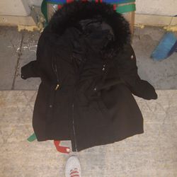 Michael Kors Black Coat With Fur Hood