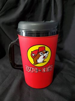 Vintage Buc-ee's Thermal 34 oz Refillable Mug Red Thermo-Serv Gas Station 