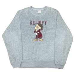 Vintage Disneyland Disney Store Snow White Seven Dwarves Grumpy 37 Fleece Embroidered Pullover Sweater