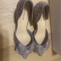 Daphne Women's Rhinestone Bow Flats - Silver, Size 230 (US ~7)